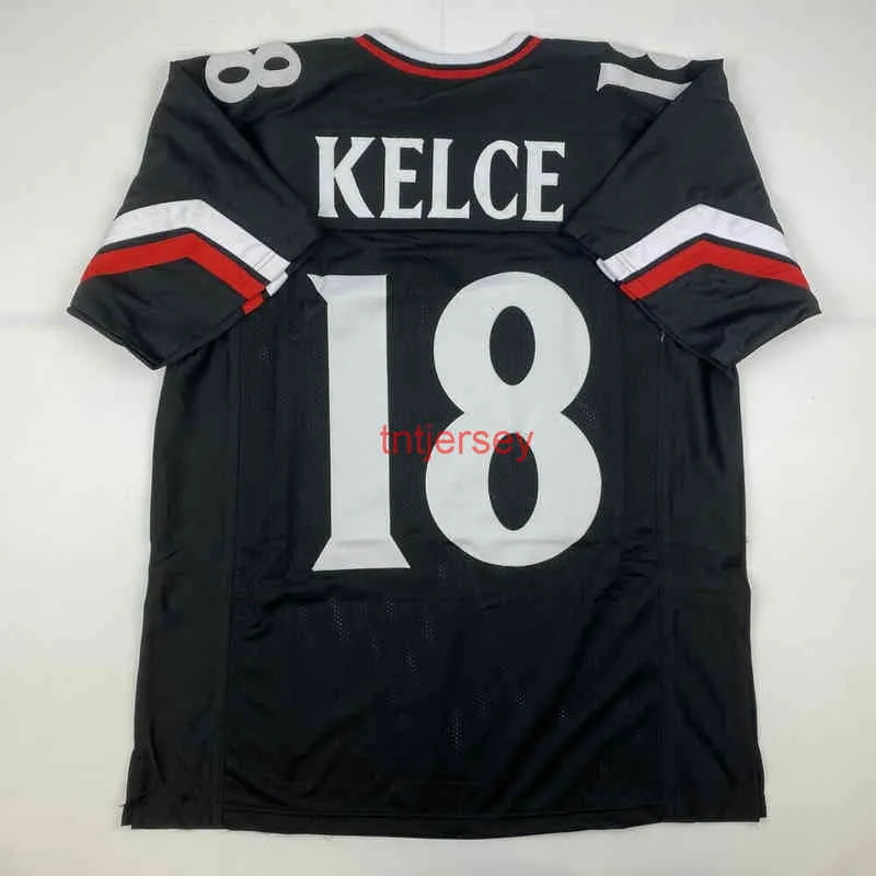 MIT安いカスタム新しいTravis Kelce Cincinnati Black College Stitched Football Jerseyは名前番号を追加します