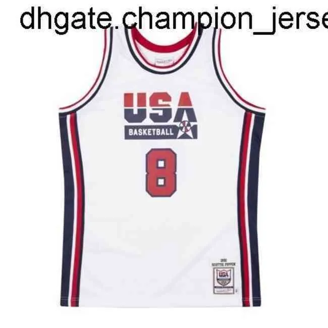 Usa Basketball Scottie Pippen Mitchell Ness Wht 1992 Dream Team Jersey Weste genäht Throwback