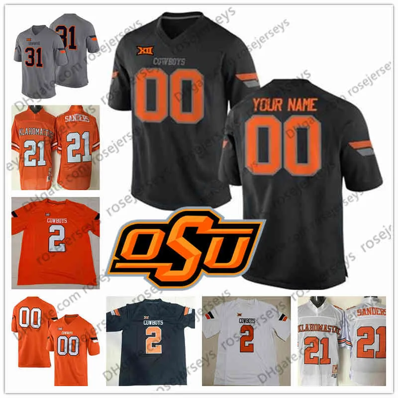 Dostosowane Oklahoma State Cowboys #3 Brandon Weeden 28 James Washington 81 Justin Blackmon 5 Justice Hill Black Men Młodzież Kid Jersey 4xl