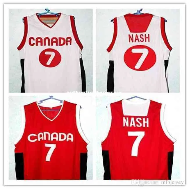 Ucuz Steve Nash #7 Takım Kanada Basketbol Forması Yeni Redwhite - Herhangi bir SizeAll Adı ve Numaraları Dikişli Retro Gerileme Vest Gömlek