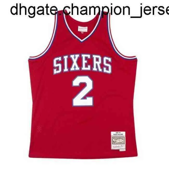 Moses Malone #2 Mitchell Ness Red 1982-83 Jersey Yelek Dikişli Gerileme