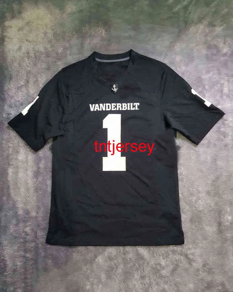 Mit Cheap cusm Men's Vanderbilt Commodores Football Jersey #1 Black MEN WOMEN YOUTH stitch add any name number XS-5XL