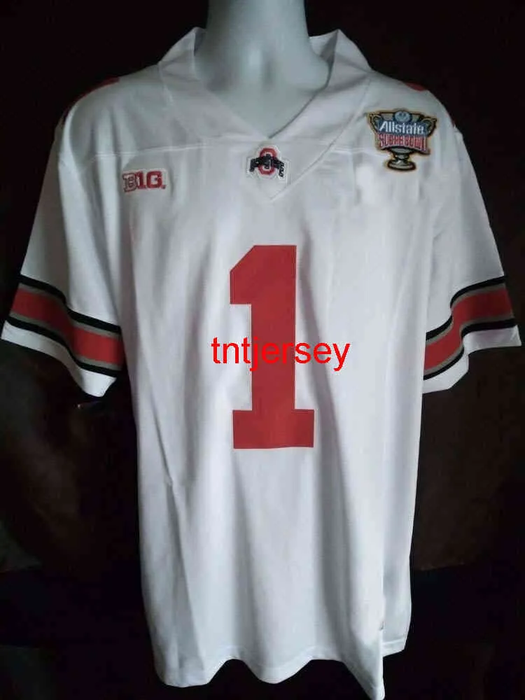 Mit Cheap custom Justin Fields #1 White Ohio State Buckeyes Football Jersey Sugar Bowl MEN WOMEN YOUTH stitch to add any name number XS-5XL