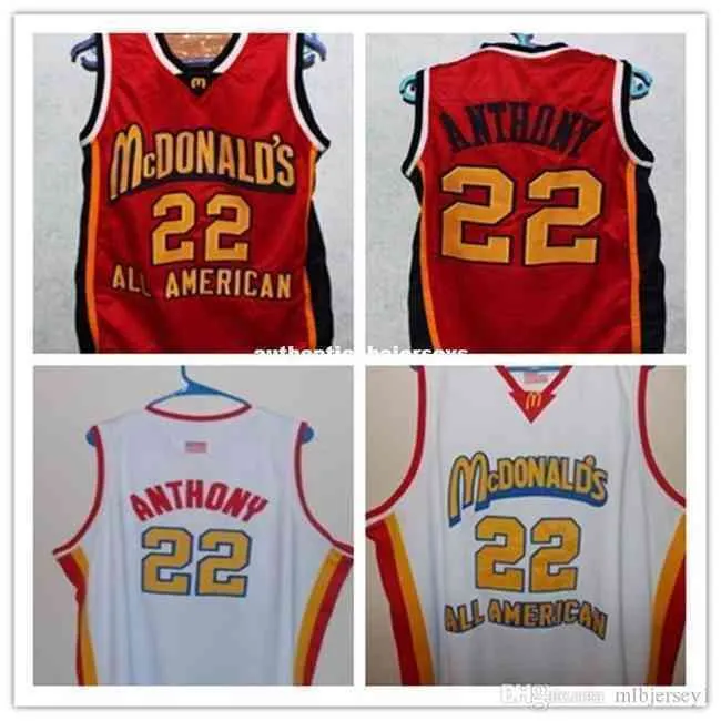 Maglia da basket # 22 Carmelo Anthony Dolphins Mcdonald All American di alta qualità # 5 Baron Davis Retro Throwbacks