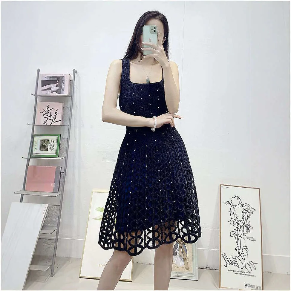navy crochet dress PQ Swim navy Melissa Fringe Dress M/L / navy / navy blue
