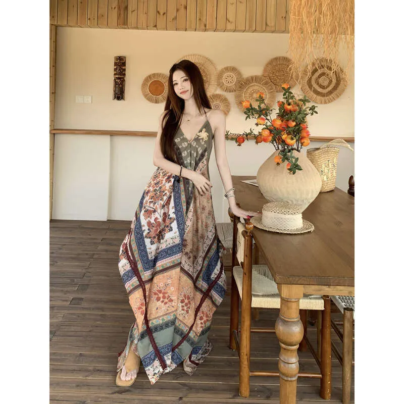 loose vest dress Plus Size Women Summer Artsy Plaid Loose Vest Dress