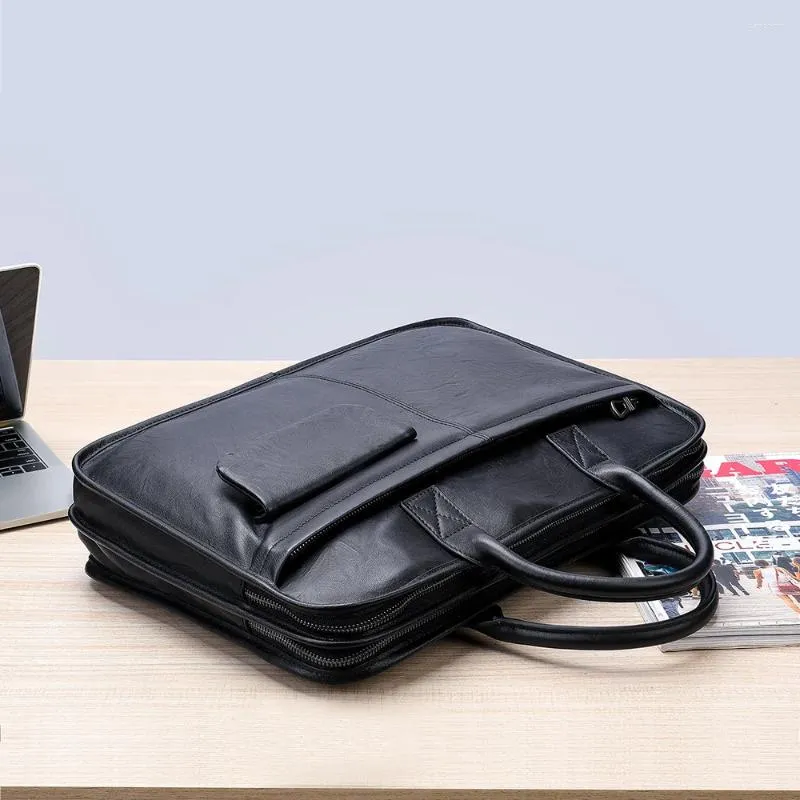 Briefcase Leather Mens Vintage Inch Laptop Bag Genuine