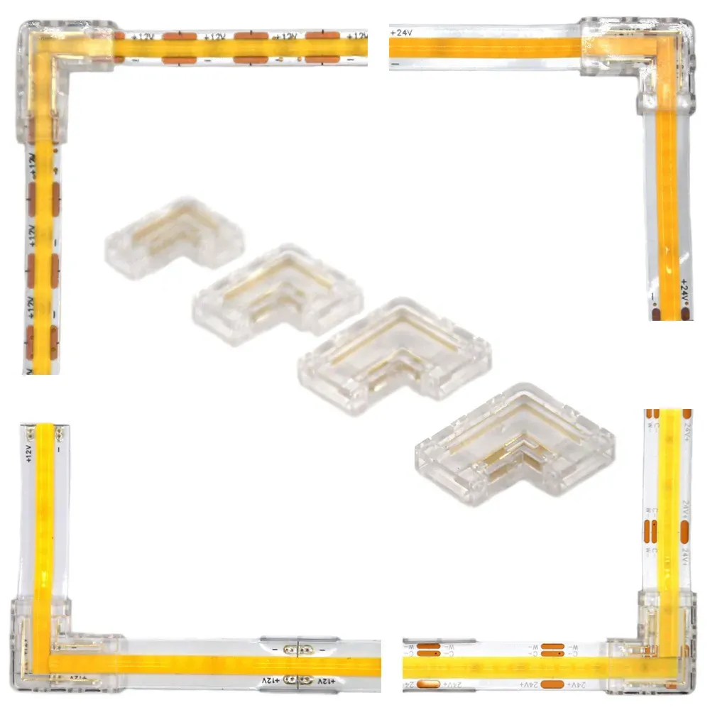 HOTUT 2 Pin 10mm COB LED Strip Light Connectors, 10pcs RGB LED Tape Connector, Gapless - View #6