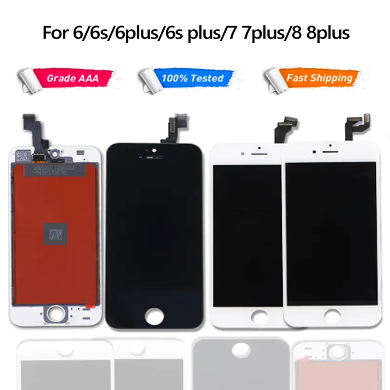 Paneler Toppskärm för iPhone 6 6S 7 8 Plus LCD -display med 3D Force Touch Digitizer Assembly ZZ