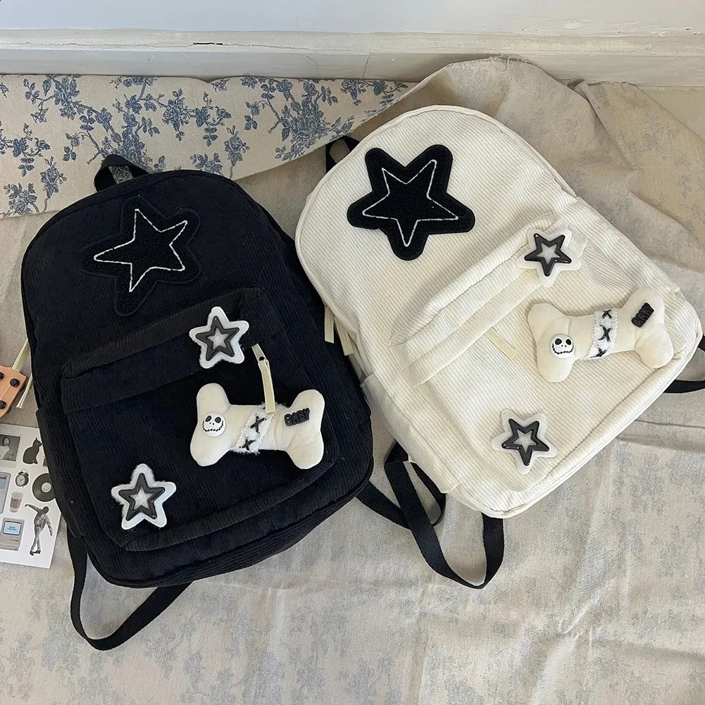 3 Y2K Aesthetic Corduroy Backpack Large Capacity... From  display picture 1