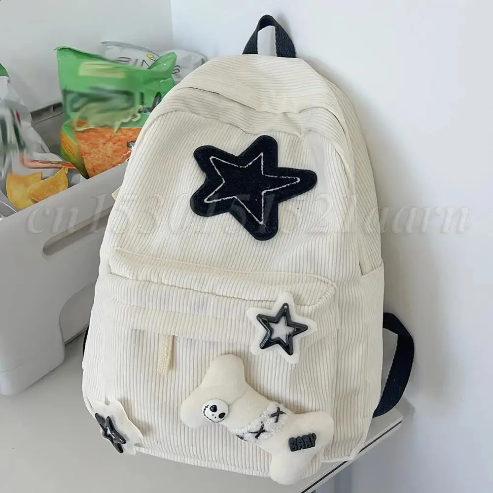 Y2K Corduroy Backpack Preppy Star Print Versatile Casual Daypack with Padded Amazon.com: MININAI Corduroy Star Backpack Cute Y2k Preppy  main image 2