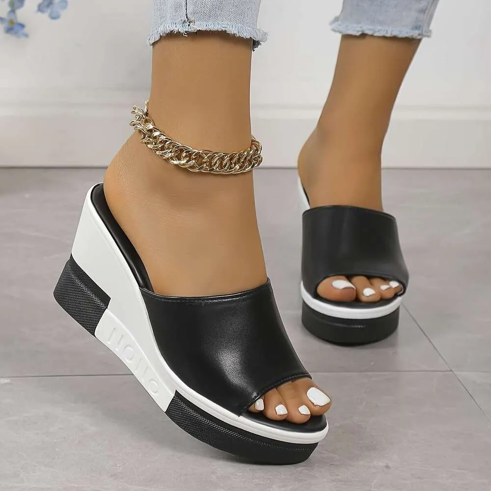 Designer Slide Sandals Womens Comfy Peep Toe Wedge Summer Wedges Sandals for Women, Casual Slip-On Summer Shoes