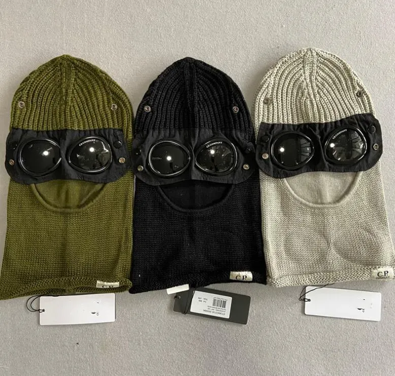 Designer-Schal-Mütze CP-Mütze 14-Farben-Designer-Herbst-Windschutz-Mützen Zwei-Linsen-Brille-Mütze CP-Männer gestrickt