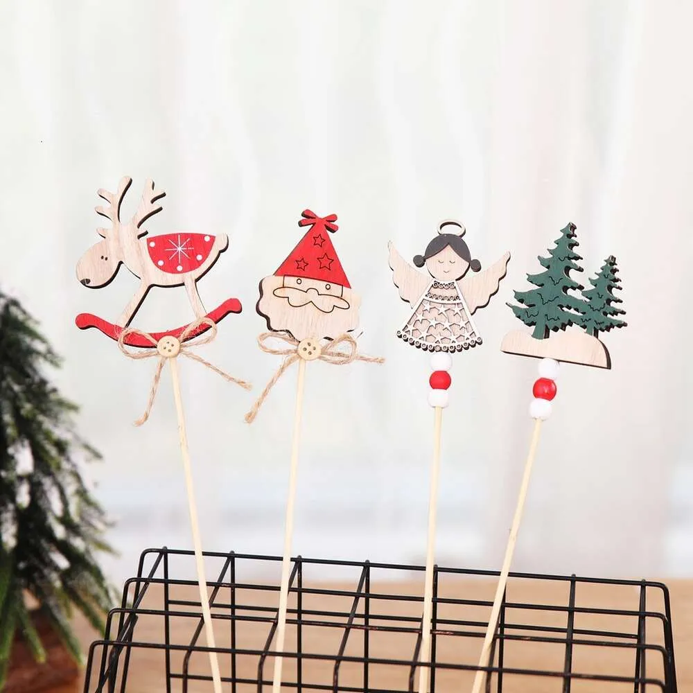 Decore o Papai Noel de madeira com 3 galhos, decore cartões de inserção de mesa de jantar e crie decorações para árvores de Natal
