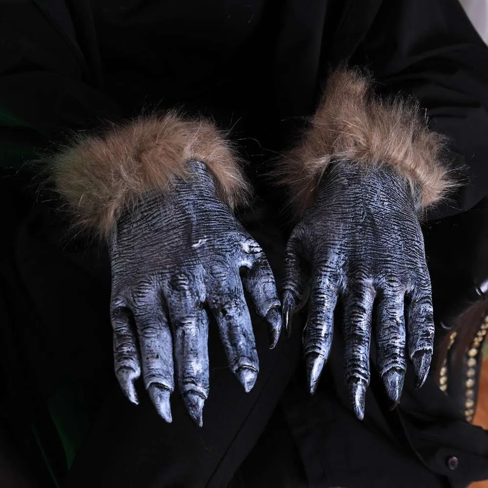 Cadılar Bayramı Kaçağı Glove Ghot Fetival Terror Kurt Pençesi Seti Uzun Kürk Beat Simülasyon Siyah