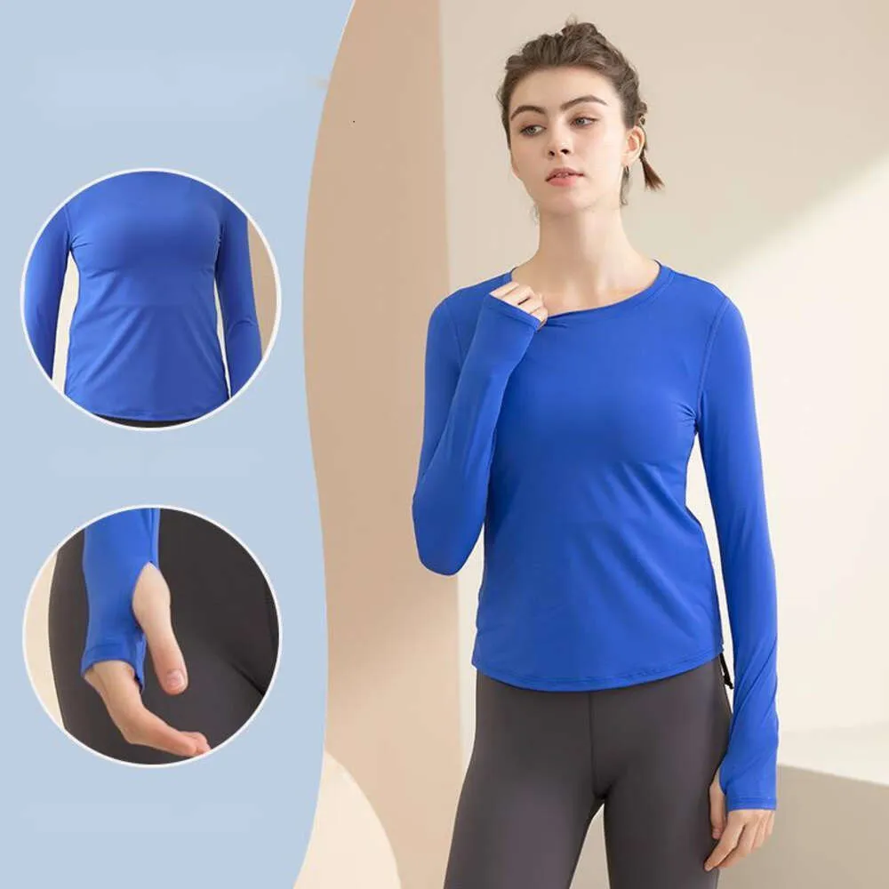 LL Autumn Long Sleeves Gym Sports Long Sleeve Yoga Suit Women's Fitness Suit Quick Dry Nude Cufflinks Tight Top T-shirt
