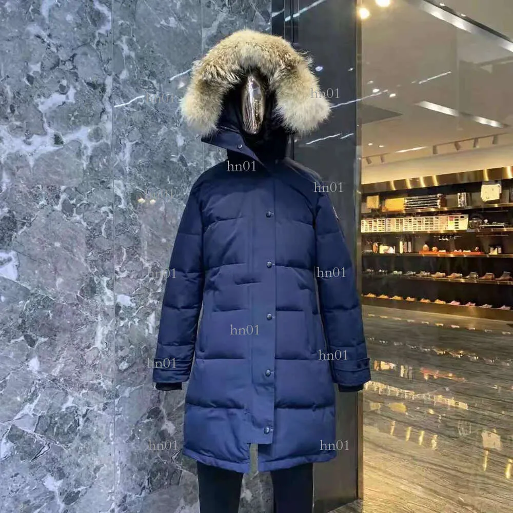 カナダの冬の屋外女性の中間の長さ長いフード付き風邪と防風ウォームダウンコートジャケットコート90％グースダウンサイズs-xxl673