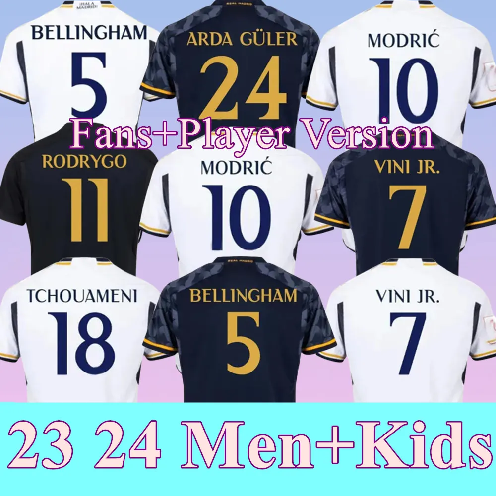 Jerseys de futebol Vini Jr Bellingham 23 24 Camisa de futebol Rodrygo Camavinga 2023 2024 Arda Guler Away Fãs Versão do Real Madrids 3º Men