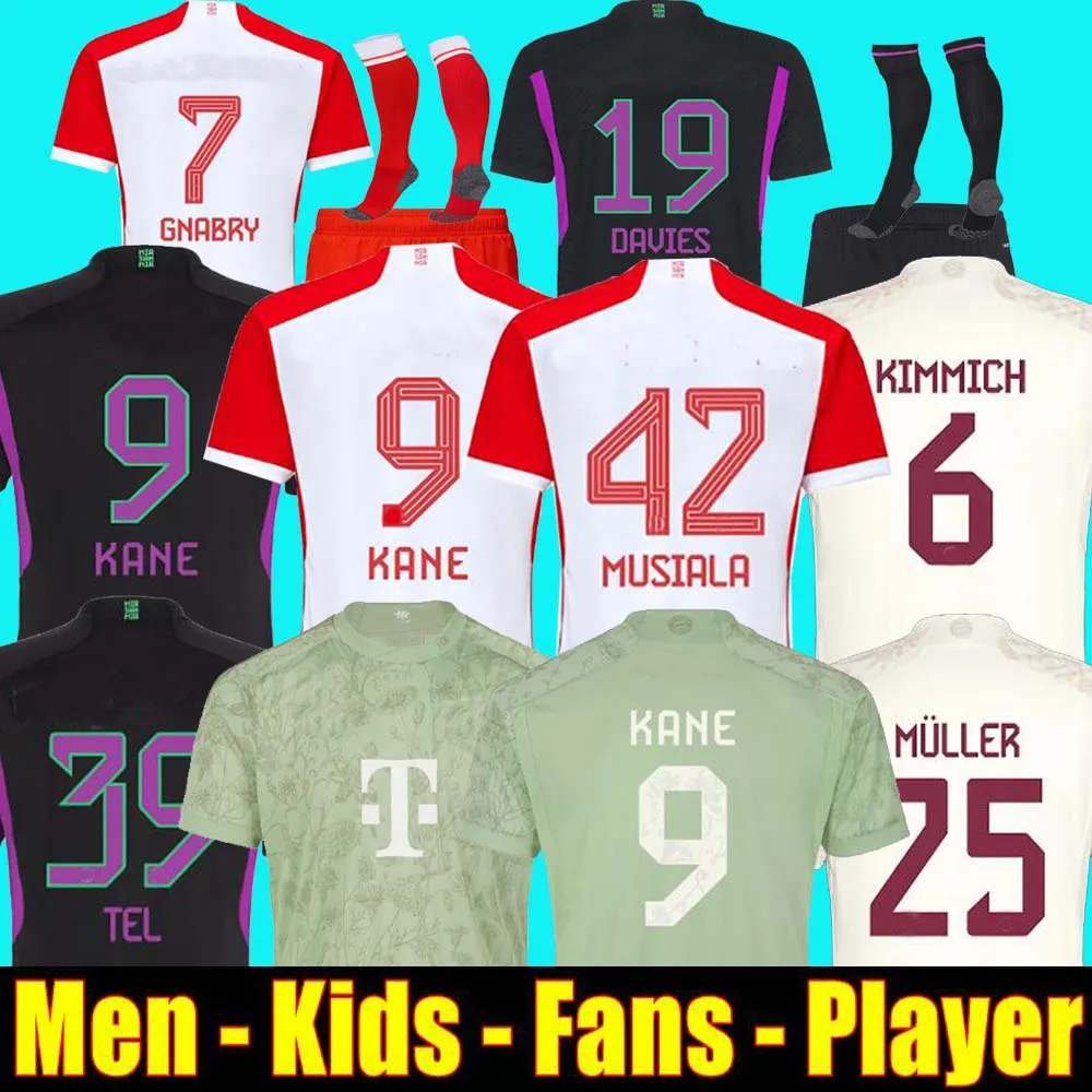 قمصان بايرن لكرة القدم 23 24 Gravenberch Sane de Ligt Muller Davies Kimmich Football Top Derts Men Kids Kit