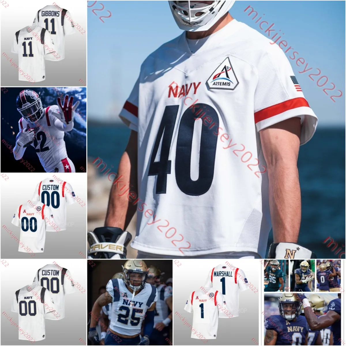 Navy Football 2024 LACROSSE NASA THEMED Jersey White Polyester Anti Shrink Moisture Wicking Breathable Football Jersey Teddy Gleaton Blake Horvath