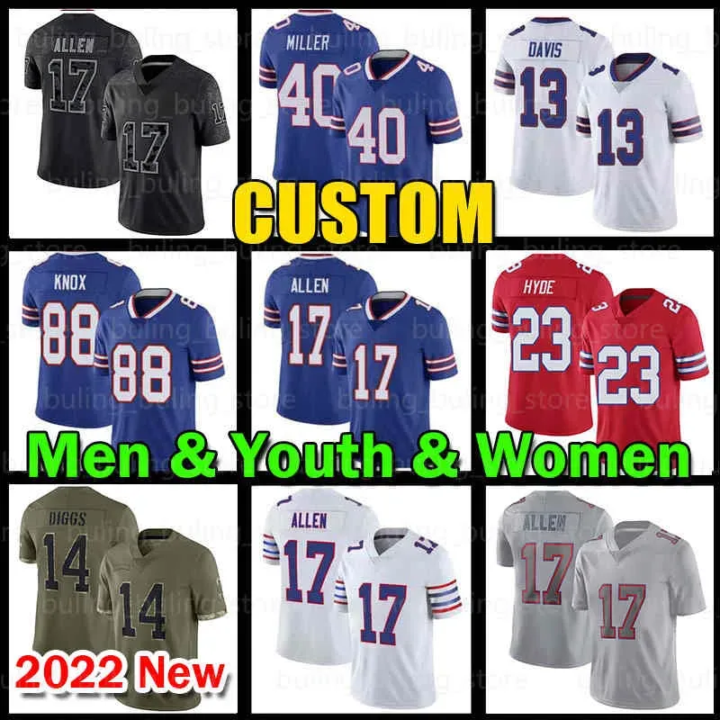 Buffalo bills jersey 17 Football Josh Allen 88 Dawson 58 Matt O Stefon Diggs Von Miller Gabriel Davis Micah Hyde Tredavious White Poyer