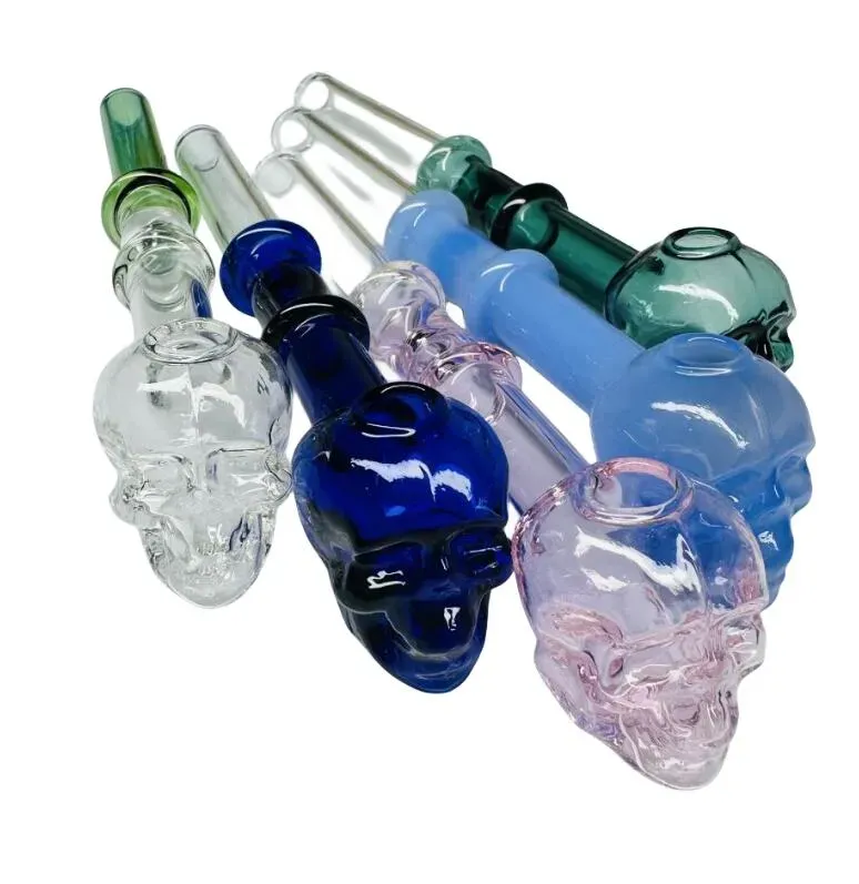 Appool Skull Bubbler Pyrex Glass Pipes湾曲したオイルバーナーインチの長さガラスチューブバランサースカルパイプ喫煙パイプZZ