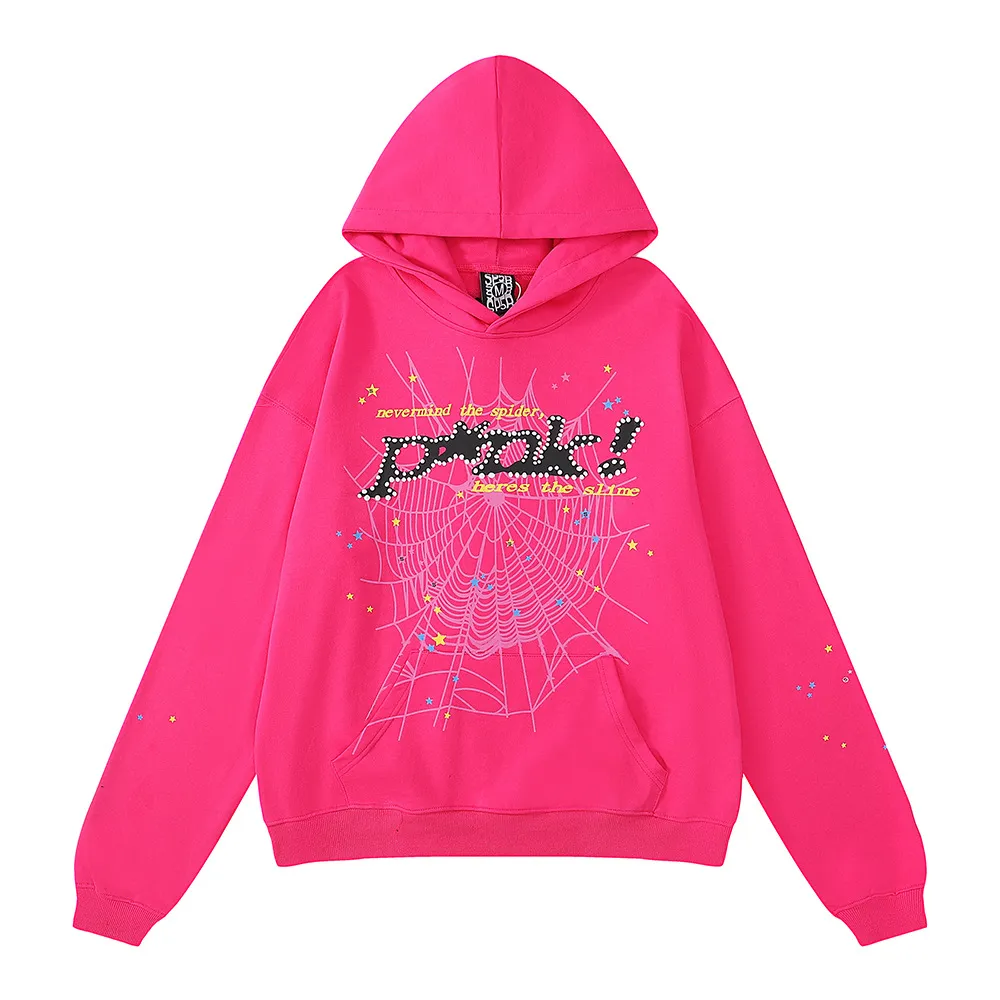 トップス sp5der SPIDER Young Thug 5555555 Hoodie Pink Young Thug Sp5der Tracksuit 555555 Men Women Web Jacket