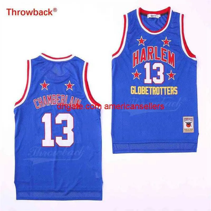 Camisas de basquete do filme Wilt Chamberlain 13 Harlem Globetrotters Jersey Mens Tamanho S-XXL 001