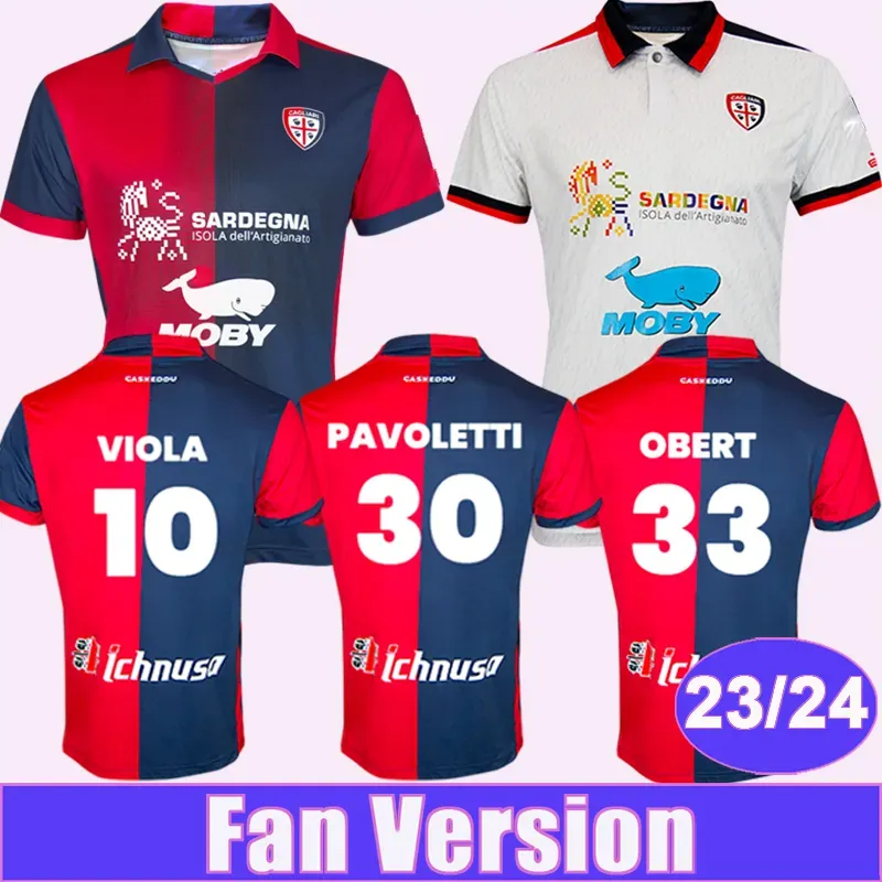 2023 24 Cagliari Calcio Obert Mens Futbol Formaları Nandez Viola Lapadula Zappa Ev Uzak Futbol Gömlek Kısa Kol Üniformaları
