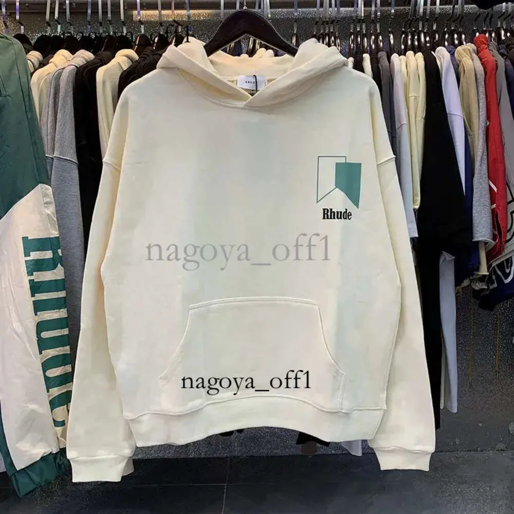 Erkek Hoodies Sweatshirts Rhude Hooded Erkekler Kadınlar Yüksek Sokak Gevşek Kalite Rhude Hoodie Sıradan Kakiller Sokak Giyim 230818 336 55