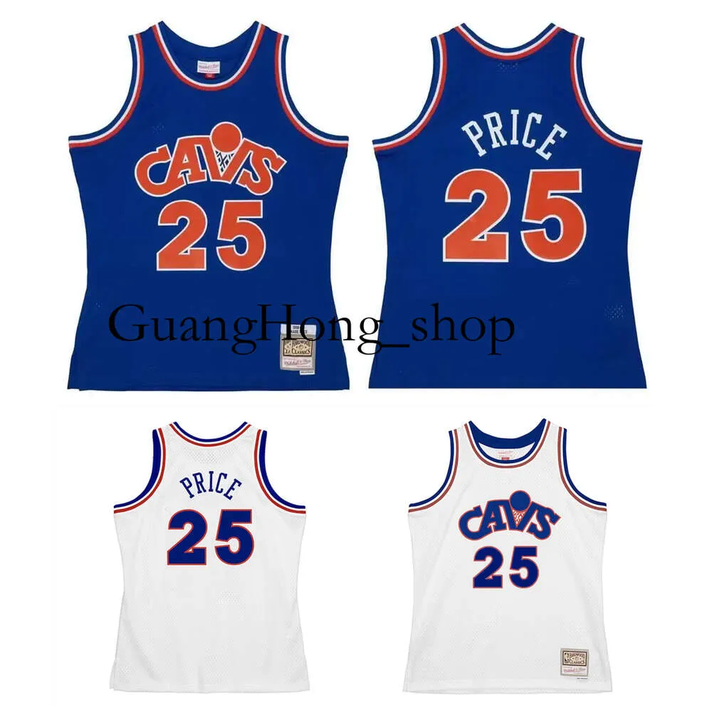 1988-89 Mark Price Cavalier Basketball Jersey Clevelands Mitchell and Ness Throwback Jerseys Blue White Size S-XXXL Rare