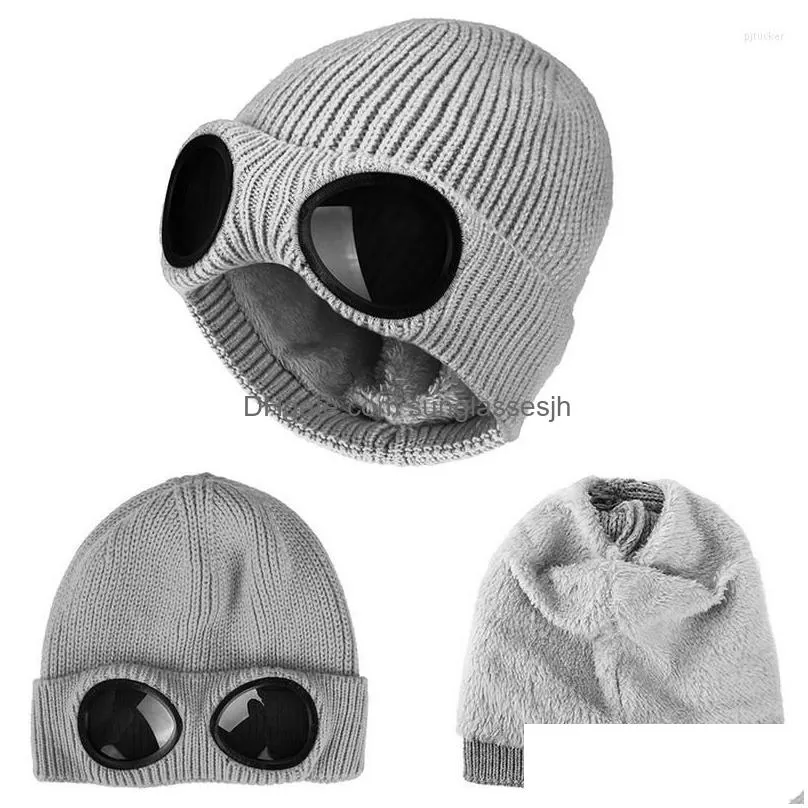 Designer Scarf Beanie CP Hat Beaniebeanie/Skull Caps Beanies 2022 Winter Glasses Hat CP Ribbed Knit Lens Beanie Street HI