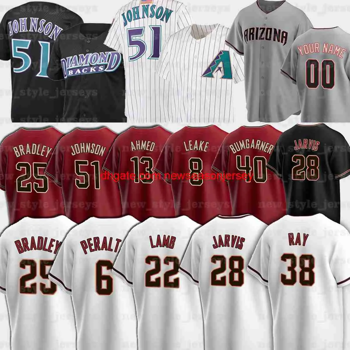 51 Randy Johnson Archie Bradley Jake Lamb Josh Vanmeter David Peralta Pavin Smith Josh Vanmeter David Peralta Jerseys Baseball Jerseys