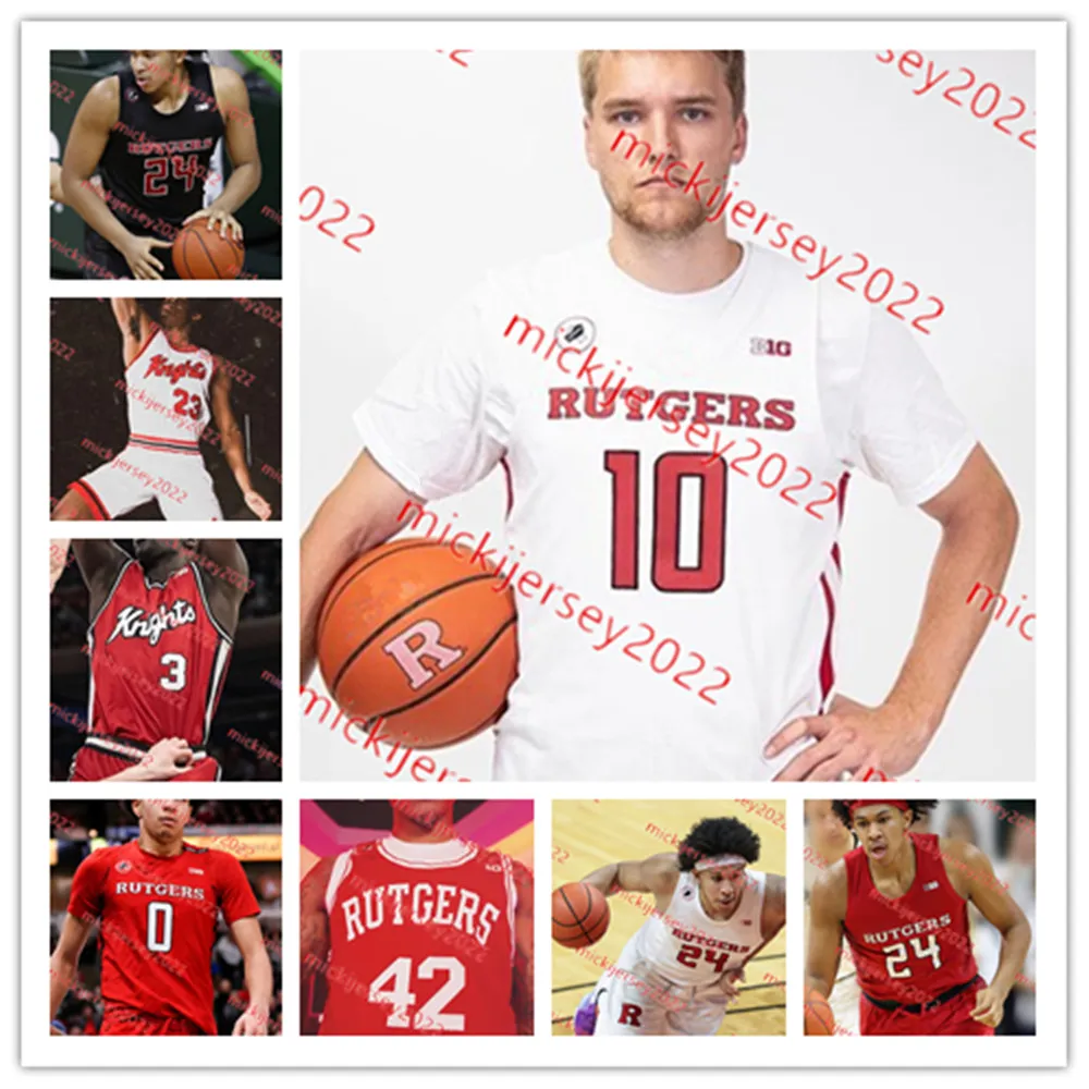 지오 베이커 Ron Harper Jr. Rutgers Jersey 30 Logan Stephens 13 Antwone Woolk Caleb McConnell Rutgers Scarlet Knights Basketball Jersy Custom Stitched Mens Youth