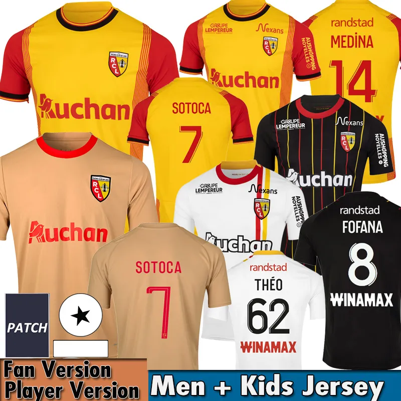 Maillot RC Lens 23/24 Camisas de futebol Kid Kit Champions League Camisas de futebol Pé Home Away Terceiro 3º 2023 2024 Fan Player Versão SOTOCA