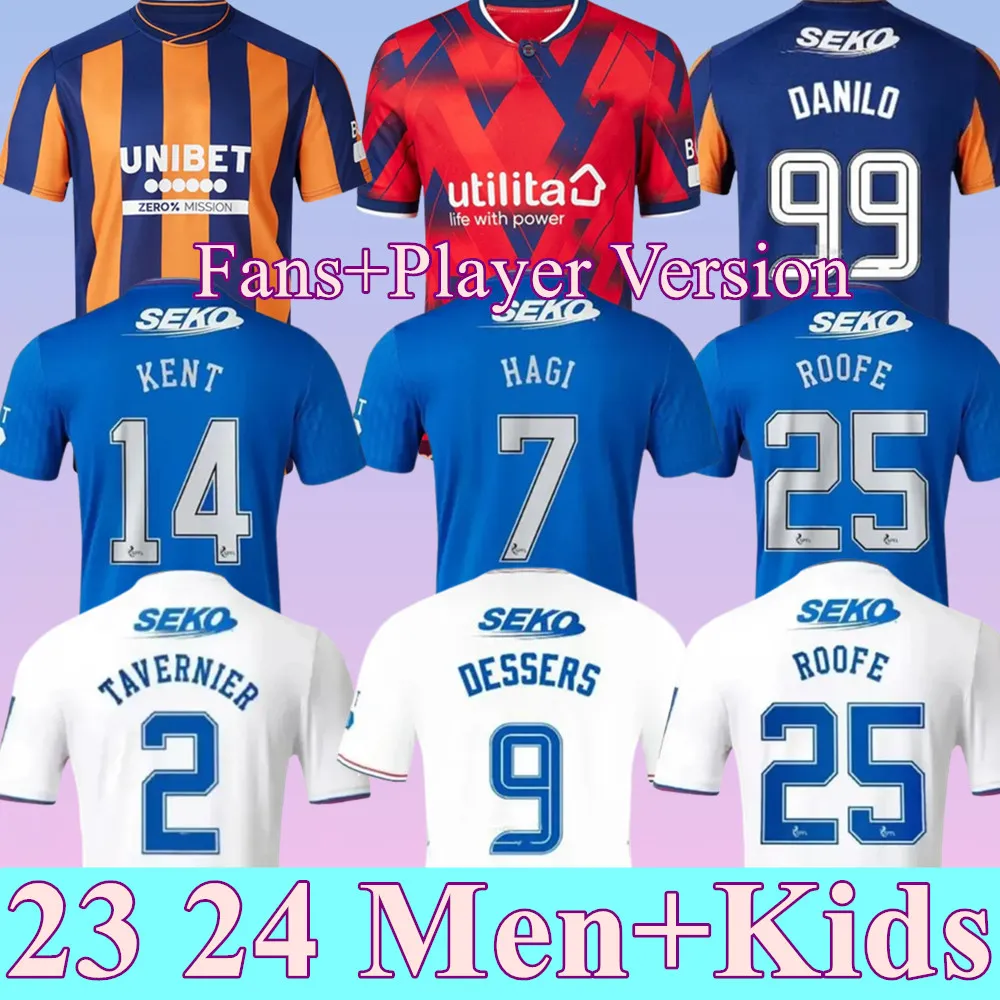 23 24 Glasgow Rangers futbol formaları 2023 2024 ev uzakta üçüncü Sakala Kent Tavernier Morelos Colak Hogan 3. futbol gömlek erkek çocuklar