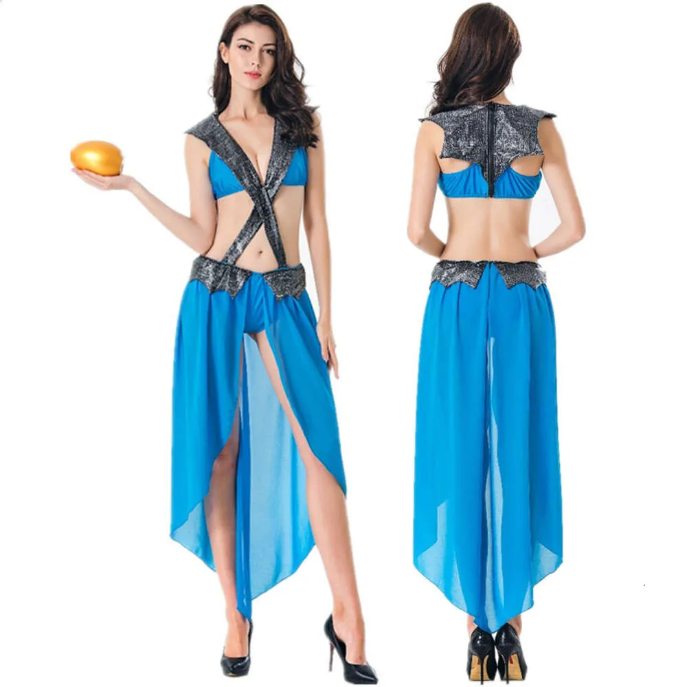 Sexy Blue Roman Greek Goddess Costume Halloween Carnival Cosplay Egyptian Cleopatra