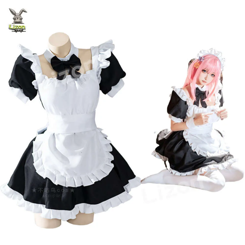 Cosplay gotou hitori cosplay bocchi the rock pokojówka czarno -biała lolita halloween dla kobiet unstosplay