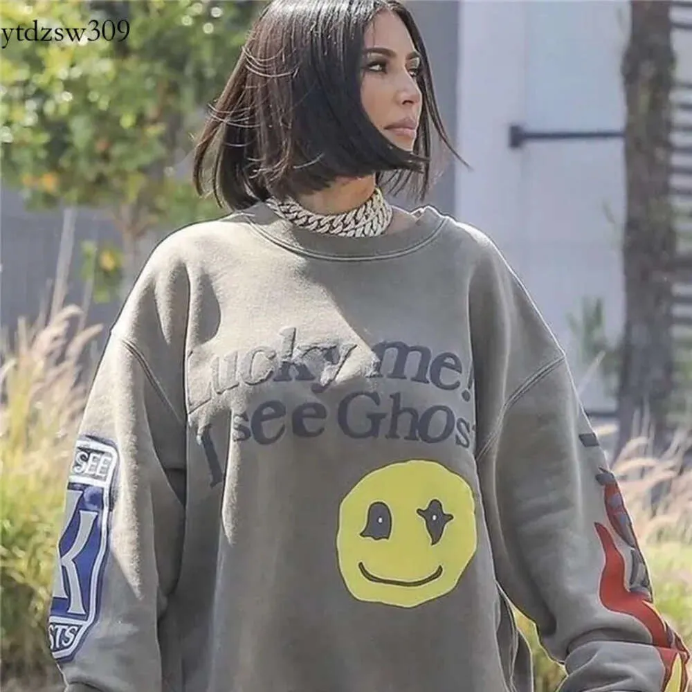 Herrtröjor "Lucky Me I See Ghosts" Print Hoodie Men Women Autumn Winter Cotton Sweatshirts Tour Series A23