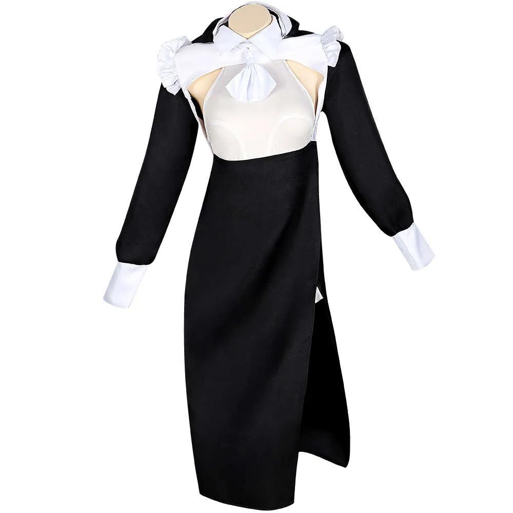 Disfraz de monja Cosplay, vestido negro de Anime, mono blanco, traje de  juego de rol Sexy para mujer, traje de fiesta de Carnaval de Halloween