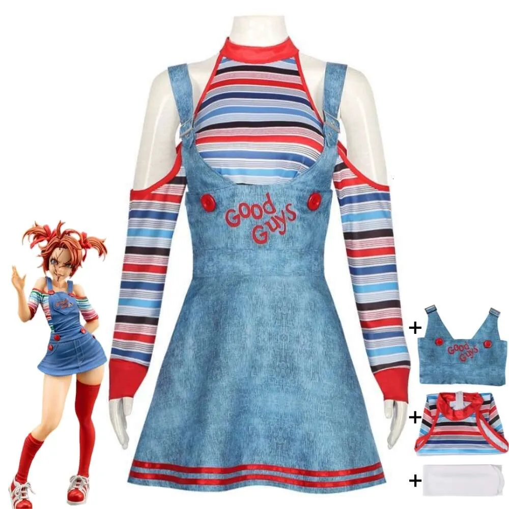 Film Cosplay Child S Play Chucky Costume Cosplay Horror Fantasma Bambola Clown Bravi ragazzi Donna sexy adulta Abito da cameriera Abito di Halloween