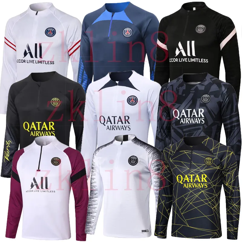 22 23 Paris Tracksuit Soccer Jersey Pss Messis MBAPPE Classic Style Training JERSEY Half Pull Long Sleeve SERGIO RAMOS VERRATTI ICARDI Adult