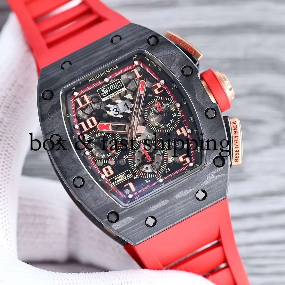 Herrenuhr Richa Milles Chronograph Rm011 montres Uhren Designer SUPERCLONE Größe Mechanik Luxus Rm11 40x50x16mm Automatik