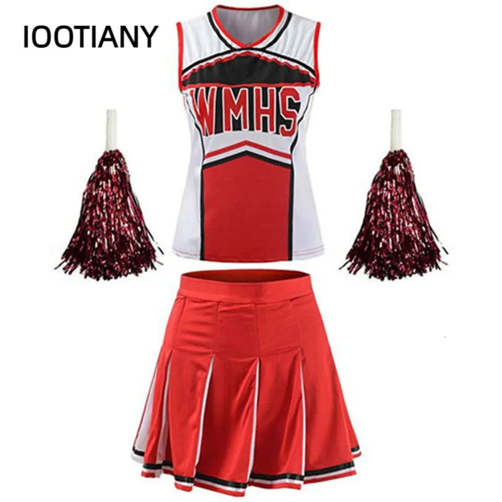 XS-XXL Blue Red Sexy Cheerleader Costume High School Girl Musical Cheerleading Uniform Sport Cheer Fancy Dress 2023Anime Costumes