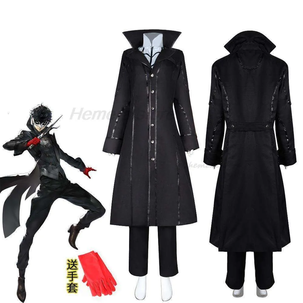 Cosplay Costume Persona Joker Anime Cosplay Full Set Uniform With Red Gloves Adult For Party Halloween