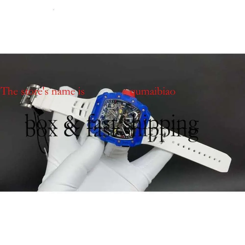 MEKANISK WATCH RICHA MILLES RM35-03 Helt automatisk band Swiss Movement Wristwatch Super duplicate RM35 NTPT Black, White and Blue23544 Montres de Luxe