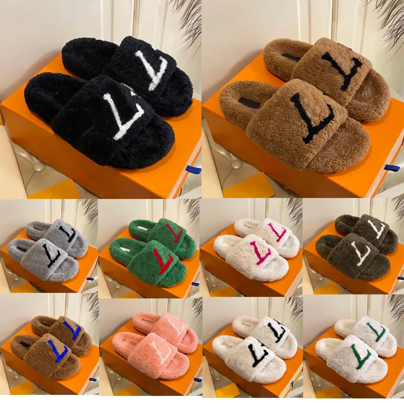 Men Women Furry Fluffy Slippers Designer Room House Fur Slides Slide Beige Green Black White Red Grey Brown Pantoufle Mule