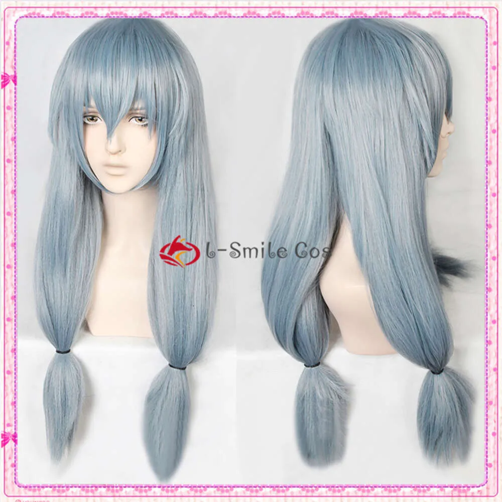 Catsuit Costumes Jujutsu Kaisen Mahito 65cm Grey Blue Short Ponytail Hair Heat Resistant Cosplay Wigs + Wig Cap