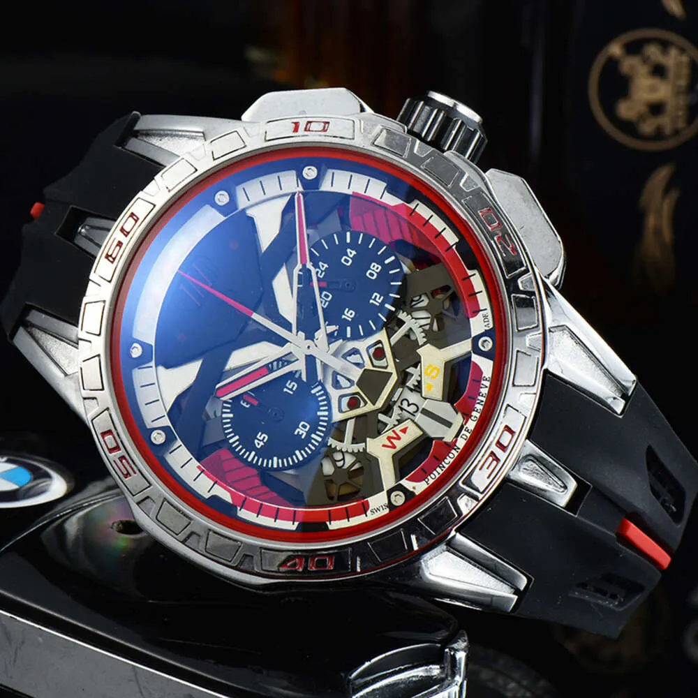 Shang Business Leisure orologio da uomo personalizzato con quadrante grande a sei pin multifunzionale al quarzo con motivo intagliato