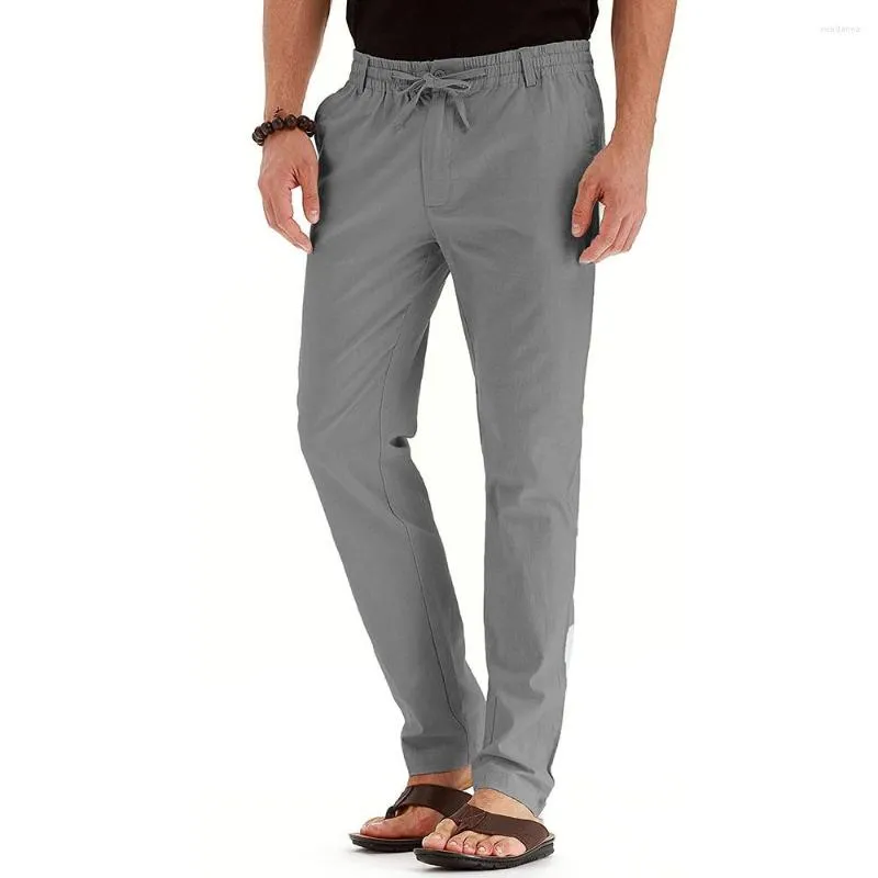 Мужские брюки ICCLEK, европейский код, мужские деловые повседневные свободные хлопковые брюки с эластичной резинкой на талии, однотонные брюки